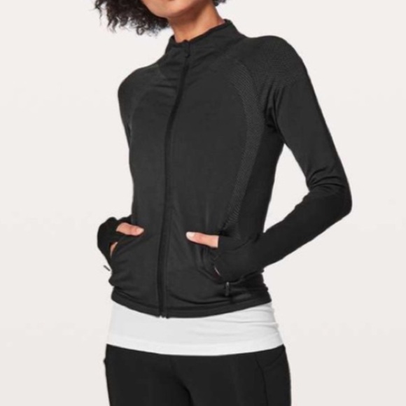 Lululemon Ready To Run‎ Jacket Pinpoint black gray size 2 A280 - Picture 2 of 12